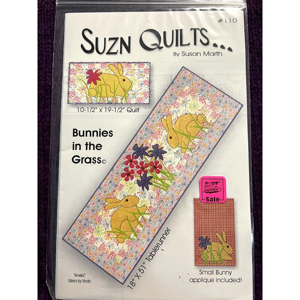 Quilt Sewing pattern table runner mini quilt bunnies in the grass spring easter